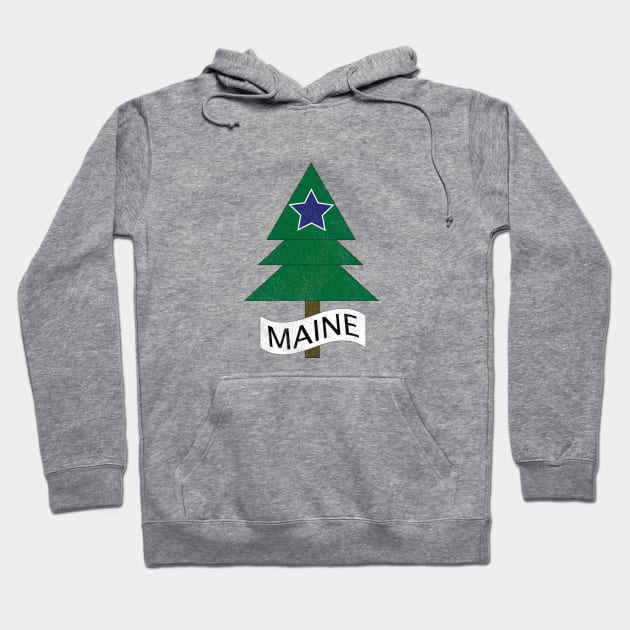 1901 Maine State Flag Remix Distressed Vintage Hoodie by spiffy_design